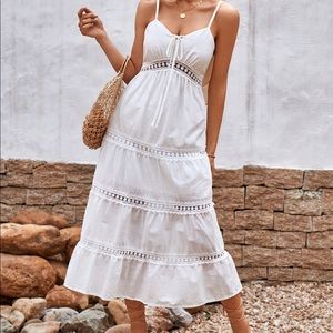 White boho tiered maxi dress